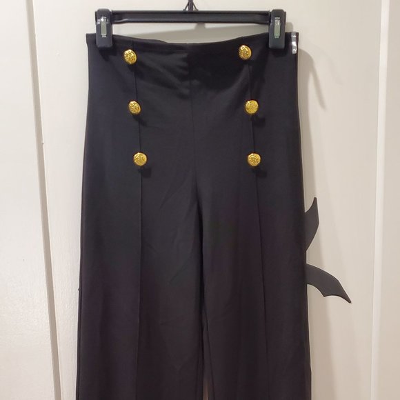 High Waisted Sailor Bell Bottom Elastic Waist Long Pants - Picture 1 of 3